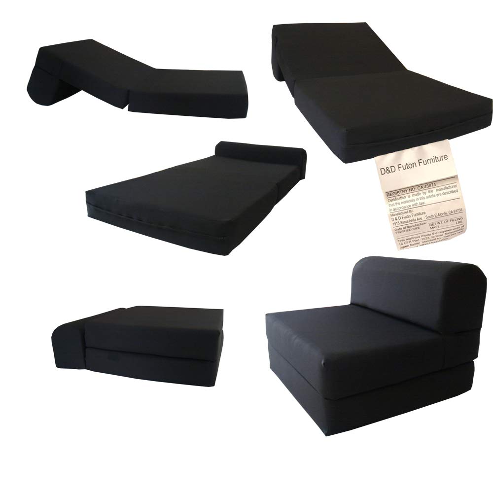 D&D Futon Furniture Black Sleeper Chair