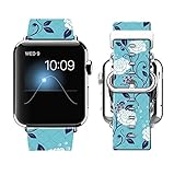 Apple Watch Band 42MM 100% Leather + Stainless Steel Connector iWatch Bands for Apple Watch 42mm - The camellia pattern