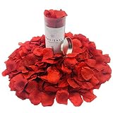 WAKISAKI (Separated, Deodorized) Artificial Fake Rose Petals for Romantic Night, Wedding, Event, Party, Decoration, in Bulk (1000 Count, Dark Red)