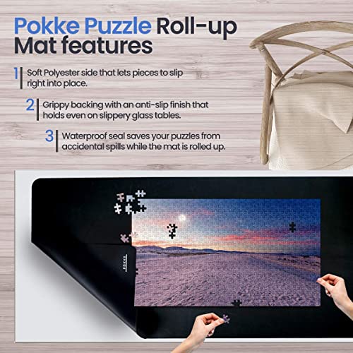 Pokke Puzzle Mat Roll Up 2000 Pieces Jigsaw Mat Roll Up 46 x 26 Inches, Includes Foam Tube