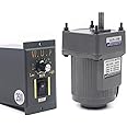 Variable Speed Geared Motor, 110V AC Gear Reduction Motor Adjustable Single-Phase High Torque Electric Gear Motor with Speed Controller 0-135RPM 25W 10K(Reduction Ratio 1:10)