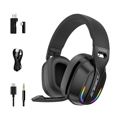 MZYMI 2.4GHz Wireless Gaming Headset for PC, PS5, PS4, Switch - Bluetooth 5.4, 20H Battery, with ENC Noise Canceling Microphone, Cool Lighting, 40mm Drivers,for Wired Mode Xbox Series -Black