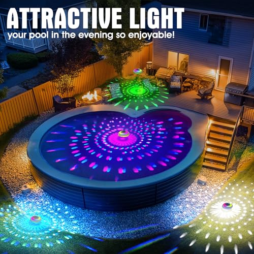 DeeprBetter Floating Pool Light with Remote Control, Rechargeable Wireless LED Pool Lighting with Underwater Light Show, IP68 Waterproof Pool Light, Floating Pool Spa Lamp