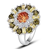 Psiroy 925 Sterling Silver Created Morganite Filled Cluster Flower Statement Ring