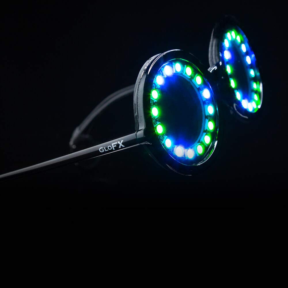 GloFX Programmable LED Glasses - 350 Full Color Modes - USB Rechargeable Light Up Glasses for Edm Music Festival Rave Party Dance Performance Cosplay Costume
