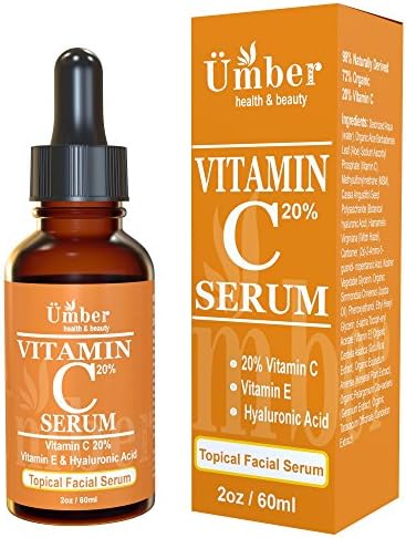Vitamin C Serum with Hyaluronic Acid and Vitamin E - Anti-Aging Topical Facial Serum by Umber NYC (2 OZ)