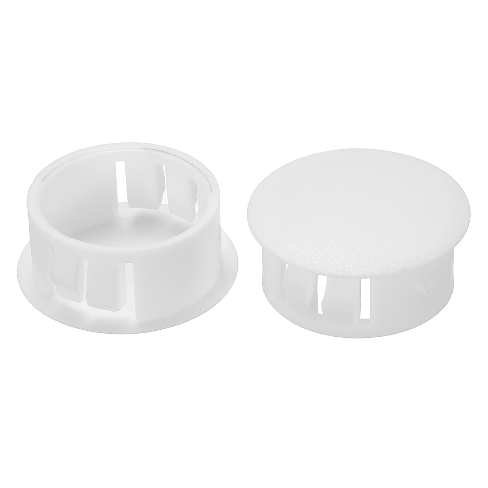 PATIKIL Hole Plugs Plastic, 100 Pcs 22mm(7/8") Screw Bumper Hole Plug Flush Snap Type Round Hole Cover Caps for Round Holes Cabinet Furniture Kitchen, White