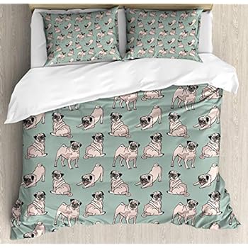 Amazon.com: USOPHIA Pug 4 Pieces Bed Sheets Set King Size