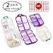 M MUchengbao Travel Pill Organizer Pocket Pharmacy ，with 3 Types of Labels 10 Compartments Small Fold Pill Box BPA-Free Daily Travel Pill Case Medicine Organizer for Store (White + Purple)