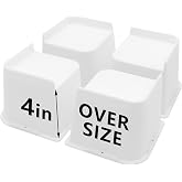 HANIHUA Bed Risers 4 inch Heavy Duty, 4 Pack White Furniture Risers | Oversized Bed Lifts Risers for Table, Sofa, Chair, Couch, Desk, Bed Frame Risers Supports Up to 6,500 Lbs