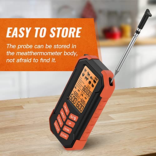Termometro da cucina senza fili con 2 sonde per barbecue, fino a 80 metri per forno, barbecue, cucina, barbecue, barbecue