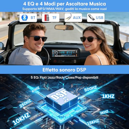 RDS Bluetooth 5.0 Handsfree Car Radio, Wistrue Car Stereo Bluetooth FM/AM Car Stereo 1 Din for Car, Support Handsfree 2USB/AUX/SD/TF/iOS Android
