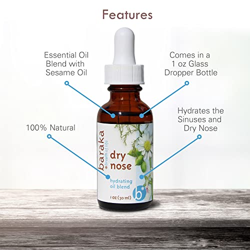 Baraka Dry Nose Nasal Moisturizer w/ 4 Organic Aromatherapy Essential Oils in Sesame Oil Base
