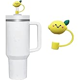 Lemon Straw Cover for Stanley 40&30 Oz Cup, 10mm Silicone Straw Covers Cap for Stanley Cup Accessories, Cute Topper for Tumblers, Cap Stopper for Reusable Straws Tip Lids (JLY089)