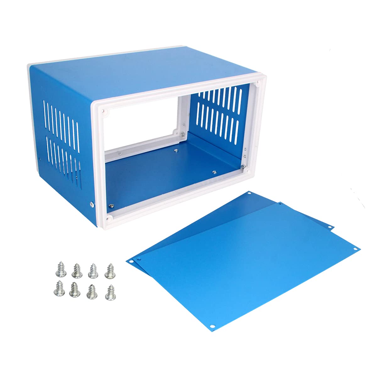 Fielect 7.09" x 5.12" x 4.33" Dustproof Electronic Junction Box Enclosure Case Junction Project Box for Electronic Projects Metal Blue