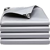 Tarps Heavy Duty Waterproof 16 Mil,Multipurpose Protective Cover Silver Poly Tarp,Rip and Tear Proof Tarpaulin with Grommets 