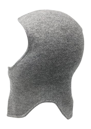 100% Cashmere Baby Hat For Boys & Girls Super Soft Light Weight Premium Knitted Headwear Balaclava Windproof Face And Ear Cover With Gift Bag (Grey) - Thumbnail 3