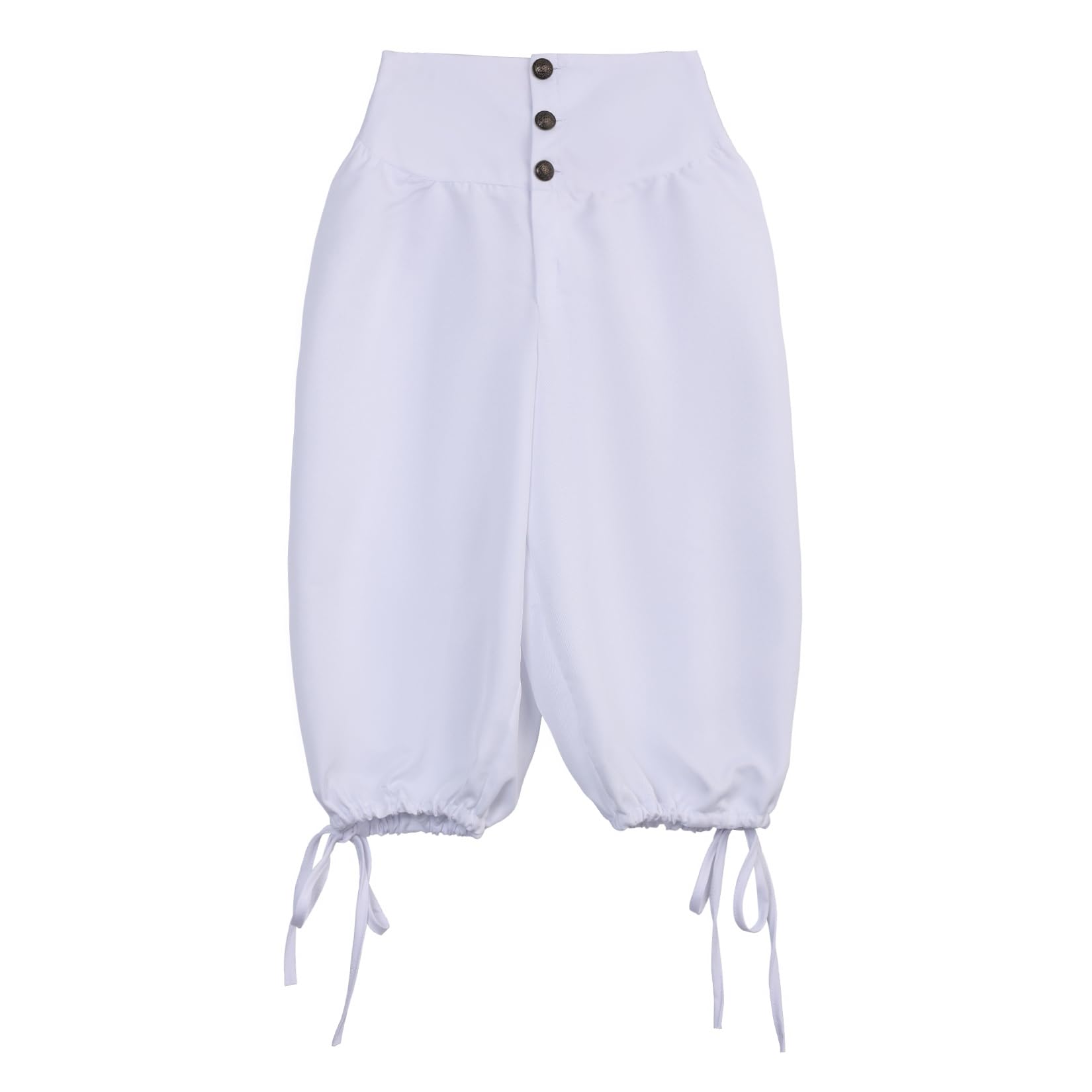 BPURB Men's Renaissance Colonial Pants Medieval Viking Trousers Pirate Cosplay Costume Breeches Summer Shorts White