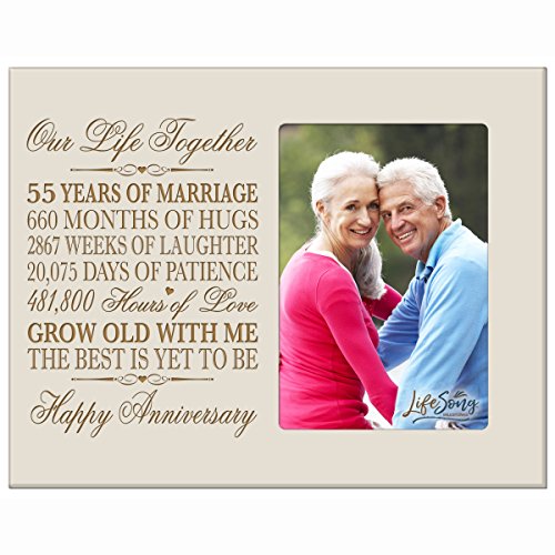 55th Year Wedding Anniversary Gift for Couple Custom engraved 55th Wedding Anniversary Gifts Frame Holds 1 4x6 Photo 8