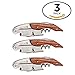 Waiters Corkscrew By Gitko -With a Comfortable Rosewood handle – Wine And Beer Bottle Opener For Bartenders, Waiters, –With A Stainless Steel Wine Key Foil Cutter - With a Nice Pouch Included, 3 Pack