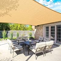 MOVTOTOP Sun Shade Sails 12x16 FT Rectangle, 185 GSM Thicker Outdoor Shade Block 95% UV Keep Cool for Deck, Patio, Pergola, Backyard Outdoor(Sand)