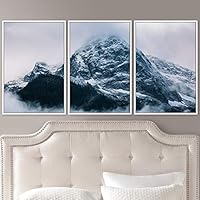 3 Piece Framed Canvas Wall Art Snow Mountain Landscape Canvas Prints Home Artwork Decoration for Living Room,Bedroom - 16