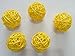 kydely 10pcs Handmade Wicker Rattan Balls, Garden, Wedding, Party Decorative Crafts, Vase Fillers, Rabbits, Parrot, Bird Toys (5CM, 17# Yellow)