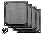 120mm Computer Fan Filter Grills with Screws, Ultra Fine Aluminum Mesh, Black Color - 4 Pack