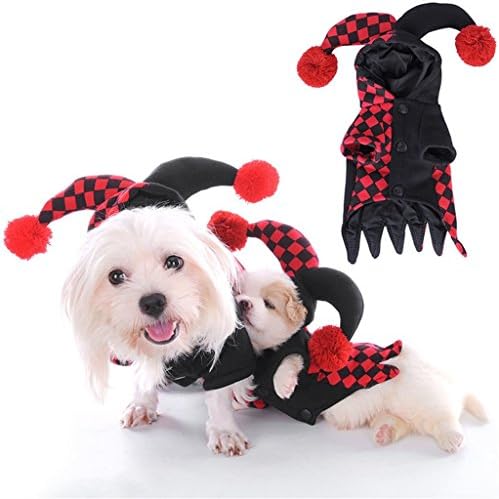 PetBoBo Pet Dog Cat Halloween Costume Clown Hooded Costumes Soft Dog Clothes Costumes Jeans Cat Funny Apperal L