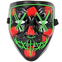 MeiGuiSha LED Halloween Purge Mask,Halloween Scary Cosplay Light up Mask for Festival Parties(Green)