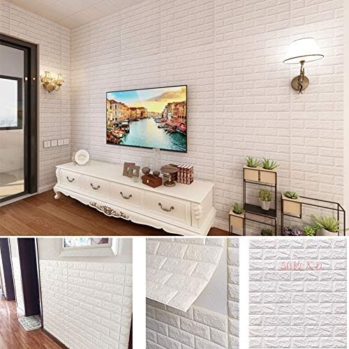 壁紙 レンガ 防音シート 防水 壁紙 Diyクッション シール シート立体 壁用 レンガ 貼るだけ 自己粘着 壁材 ブリック ホワイトレン レンガ 白 壁用 タイル 70 77cm 30枚入れ 白 B081jbn2k8 5 400円 日本最大級の品揃え新作 大人気 正規品送料無料 激安通販専門店