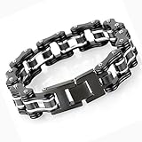 LEADCIN Stainless Steel Mens Bracelet Bike Chain Wide Motorcycle Heavy Bangle Man Jewelry