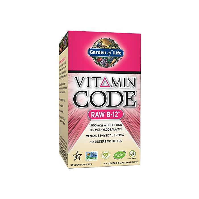 Garden of Life B12 - Vitamin Code Raw B-12-30 Capsules, 1,000mcg Whole Food B12 Methylcobalamin for Energy, Vegan…