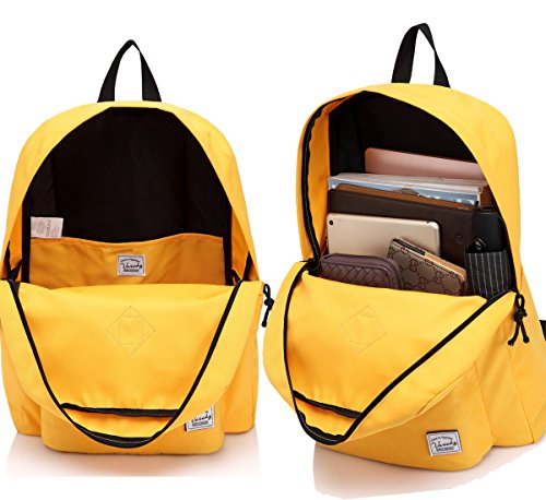 Vaschy Lightweight Backpack, Classic Basic Waterproof Foldable Daypack for Sports and Traveling,School Book Bag for Teens Gold