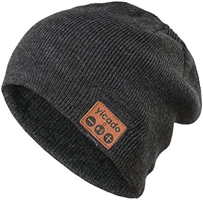 Bluetooth Beanie Hat Earbud Wireless Headphone Headset Earphone Speakerphone Wireless Hands-Free Hat Sport Knit Cap, Built-in Mic Warm Soft Winter Knitted Short Cap Mic Outdoor BB015_BLACK