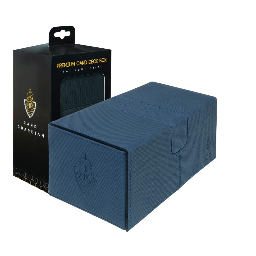 Card Guardian - Premium Double Deck Box for 200+ Cards Trading Card Games TCG (Blue)