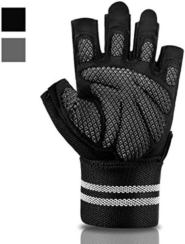 BEACE Weight Lifting Gym Gloves with Wrist Wrap Support, Extra Grip &amp; Wear-Resistant Workout Gloves for Exercise Training Fitness CrossFit for Men &amp; Women