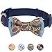 Blueberry Pet 4 Patterns Paisley Print Handmade Detachable Bow Tie Dog Collar in Navy Blue, Medium, Neck 14.5
