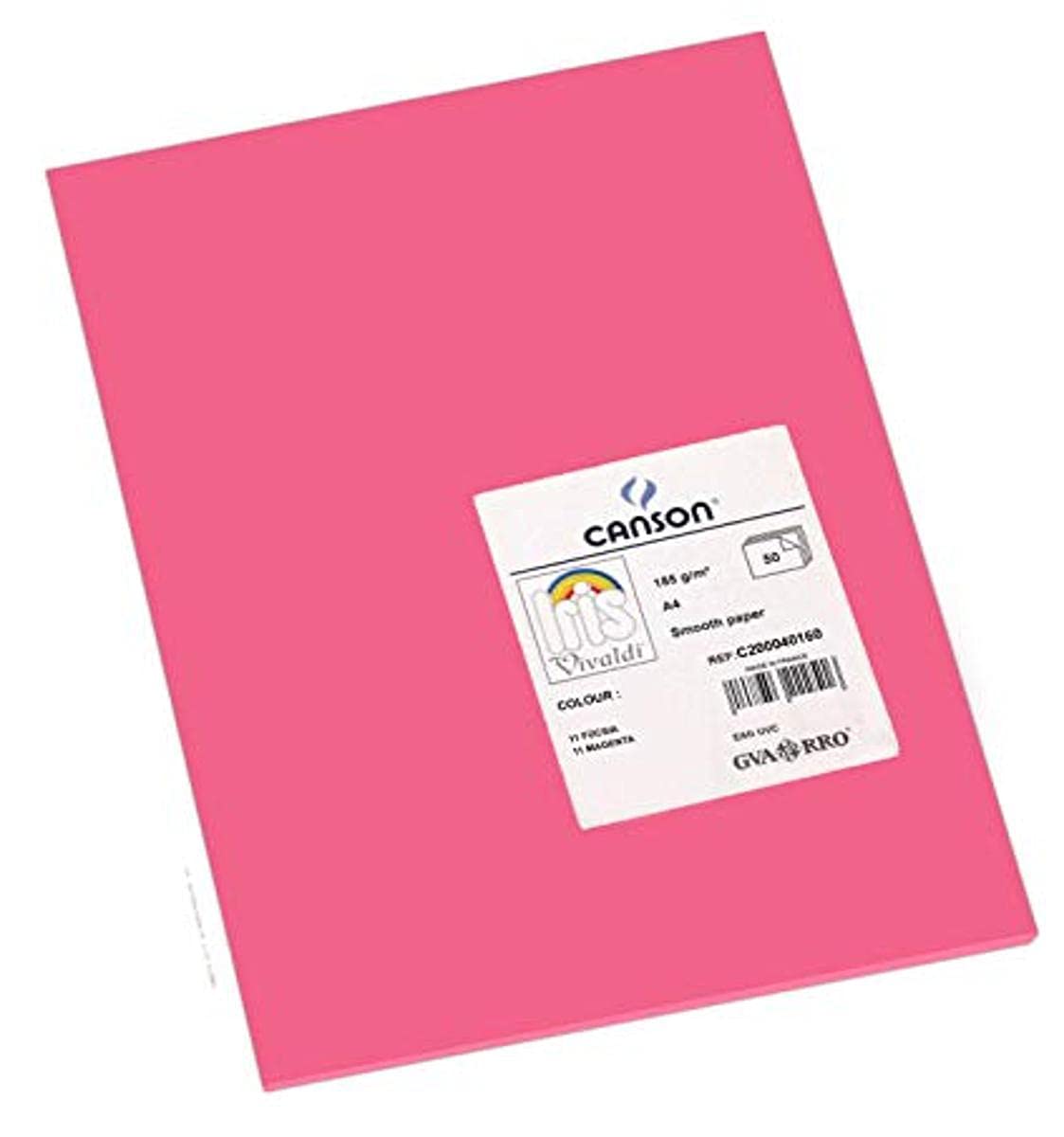 Canson Iris Vivaldi A4 185 GSM Smooth Colour Paper - Fuchsia (Pack of 50 Sheets)