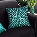 COTTON CRAFT Ophelia Set of 2 Peacock Handmade Beaded 16 inch Square Decorative Pillow Covers, Teal