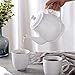 DOWAN Porcelain Teapot, 40 Ounces White Fine Pierced Ceramic Tea Pot, Set of 1