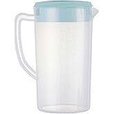 81oz/2.4Litre/0.63 Gallon Plastic Water Pitcher with Lid BPA-FREE Carafes Mix Drinks Water Jug for Hot/Cold Juice Beverage Ice Tea (Sky Blue, 81oz)