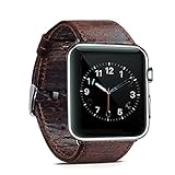 MacTop Watch Band for Apple Watch Series1 and Series 2 - 42mm Replacement Band with Secure Metal Clasp Buckle .(Dark brown)