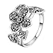 Mytys Vintage Silver Flower Statement Rings for Women Leaf Marcasite Crystal Cocktail Ring for Women Size 9