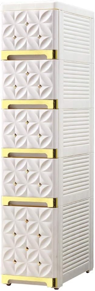Space Saving Narrow Slit Drawer Storage Cabinet Plastic Snack Locker Bedside Cabinet Bathroom Shelf Chests of Drawers (Color : Gold, Size : 20x40x84cm)