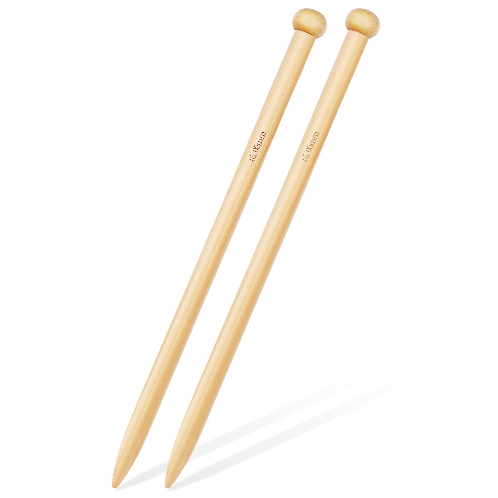 Aeelike 15mm Thick Bamboo Knitting Needles, Big Chunky Knitting Needles 35cm Long, Jumbo Wooden Straight Knitting Pins for Arthritic Hands, Large Knitting Needles for Chunky Blanket Knitting