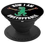 Now I Am Unstoppable Funny T-Rex - PopSockets Grip and Stand for Phones and Tablets