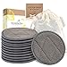 12 Charcoal Bamboo Reusable Makeup Remover Pads (+ a box of Biodegradable Cotton Bamboo Earbuds-100 pcs)-Planet Friendly Reusable Cotton Pads-Organic Bamboo Cotton Face Rounds-Reusable Makeup Pads primary