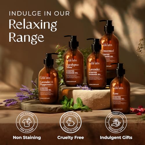 GYA LABS CALMING MASSAGE OIL FOR SORE MUSCLES – 6.76 FL OZ – 100% PURE NATURAL SPA QUALITY FOR BODY RELAXING, WARMING MASSAGE OIL FOR ALL SKIN TYPES FOR MEN & WOMEN