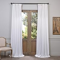 HPD Half Price Drapes FHLCH-VET13191-96 Heavy Faux Linen Curtain, 50 X 96, White